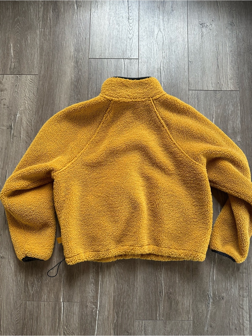 Women’s Sherpa Fleece Jacket with Quilted Chest Panel - Mustard - Picture 4 of 4